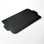 Lava Döküm Griddle Bir Tarafı Düz Diğer Tarafı Izgara Yüzeyli Metal Kulplu Ölçü 26x47cm thumbnail 4