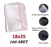 100 Adet (18X30+5) Opp Jelatin Bantlı Yapışkanlı Naylon Poşet thumbnail 1