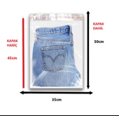 100 Adet (35X50+5) Opp Jelatin Bantlı Yapışkanlı Naylon Poşet thumbnail 2