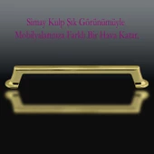 Simay Mobilya Mutfak Dolabı Çekmece Dolap Kapak Kulpu Düz Metal Kulpları Kulbu Kulpu 160 Mm Altın thumbnail 3