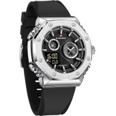 Naviforce Dijital Analog Siyah Silikon Kayışlı Kol Saati - 1