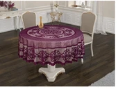 Bella Raşel Örme Tül Osmanlı Desen Yuvarlak Masa Örtüsü MOR - 2