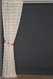 YAPRAK MODEL TÜL KREM RENK TEK KANAT Hazır Pileli Fon Perde 300*260 thumbnail 5