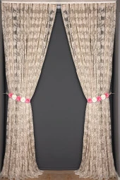 YAPRAK MODEL TÜL VİZON RENK TEK KANAT Hazır Pileli Fon Perde 300*260 thumbnail 7