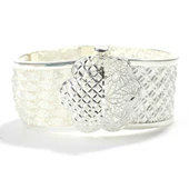 925 Ayar Gümüş Saç Örgüsü Tasarımı Taçlı Dağ Lalesi Kaşlı Bilezik thumbnail 2