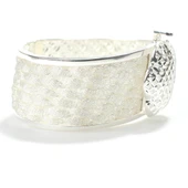 925 Ayar Gümüş Saç Örgüsü Tasarımı Taçlı Dağ Lalesi Kaşlı Bilezik thumbnail 5