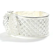 925 Ayar Gümüş Saç Örgüsü Tasarımı Taçlı Dağ Lalesi Kaşlı Bilezik thumbnail 4