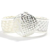 925 Ayar Gümüş Saç Örgüsü Tasarımı Telkari ve Kalem İşleme Kaşlı Bilezik thumbnail 5