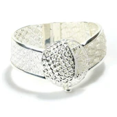 925 Ayar Gümüş Saç Örgüsü Tasarımı Telkari ve Kalem İşleme Kaşlı Bilezik thumbnail 1