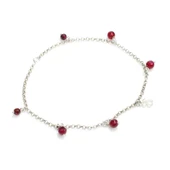 925 Ayar Gümüş Garnet Taşlı Harfli Halhal thumbnail 3