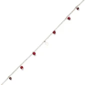 925 Ayar Gümüş Garnet Taşlı Harfli Halhal thumbnail 1