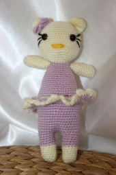 Hello Kitty Amigurumi El İşi Doğal Buzyy Doğal Oyuncak Uyku Arkadaşı - 2