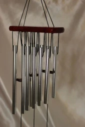 Deprem Zili Çanı Rüzgar Çanı Zili Feng Shui Yin Yang Şık Boru Orta Boy Gümüş thumbnail 1