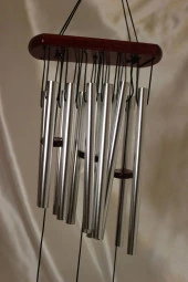 Deprem Zili Çanı Rüzgar Çanı Zili Feng Shui Yin Yang Şık Boru Orta Boy Gümüş thumbnail 3