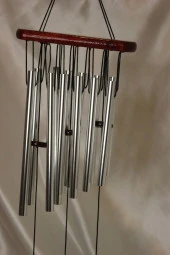 Deprem Zili Çanı Rüzgar Çanı Zili Feng Shui Yin Yang Şık Boru Orta Boy Gümüş thumbnail 5