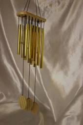 Deprem Zili Çanı Rüzgar Çanı Zili Feng Shui Yin Yang Şık Boru Orta Boy Gümüş thumbnail 6