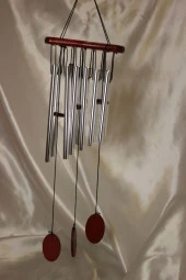 Deprem Zili Çanı Rüzgar Çanı Zili Feng Shui Yin Yang Şık Boru Orta Boy Gümüş thumbnail 7