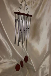 Deprem Zili Çanı Rüzgar Çanı Zili Feng Shui Yin Yang Şık Boru Orta Boy Gümüş thumbnail 11