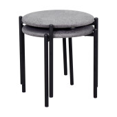 Vilinze Nil Siyah Metal Ayak İstiflenebilir Mutfak-Balkon Taburesi (2 Adet) - 1