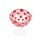 Kesme Cam Kase Dondurmalık Dalgalı Kırmızı Renk - 1