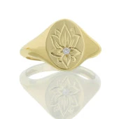 Pırlanta Lotus Çiçeği Altın Yüzük - 1