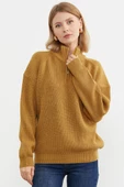 Yarım Balıkçı Yaka  Fermuarlı Yün Triko Kazak - Güneş thumbnail 4