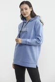 Kapüşonlu İçi Pamuklu Kalın Sweatshirt - Mavi - 2