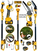 Eisenn German 3 Lü Set Yellow Akülü Budama Makası + Zincirli Yağlamalı Dal Kesme + Teleskop Uzatma Hediyeli - 1