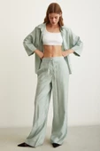 Yarasa Kol Keten Gömlek Mint thumbnail 3