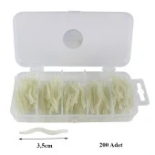 Valkyrie 200 Adet Kutulu Fosforlu 3,5cm Yapay Silikon Solucan Balık Yemi - Gerçekçi Görünüm - Parlayan Solucan 200 adet - 2