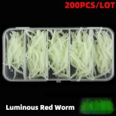 Valkyrie 200 Adet Kutulu Fosforlu 3,5cm Yapay Silikon Solucan Balık Yemi - Gerçekçi Görünüm - Parlayan Solucan 200 adet - 4