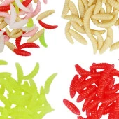 Valkyrie 200 Adet 2,4cm Yumuşak Silikon Kurtçuk Olta Balık Yemi - 4 Farklı Renk - Fosforlu - 2