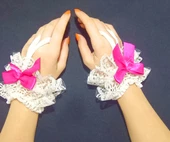 ASM1284Y Kadın 2 Li Ekru Dantel El Bilekliği Gelinlik Aksesuarı - 5