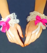 ASM1284Y Kadın 2 Li Ekru Dantel El Bilekliği Gelinlik Aksesuarı - 3