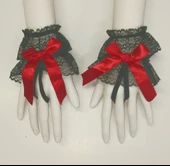 ASM1285Y Kadın 2 Li Siyah Dantel El Bilekliği Gelinlik Aksesuarı - 3