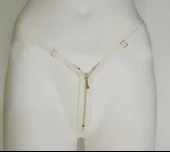 ASM1281 Kadın Ekru Fermuarlı Tanga - 3