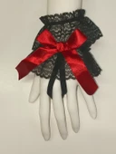 ASM1285Y Kadın 2 Li Siyah Dantel El Bilekliği Gelinlik Aksesuarı - 5