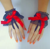 ASM1285Y Kadın 2 Li Siyah Dantel El Bilekliği Gelinlik Aksesuarı - 6