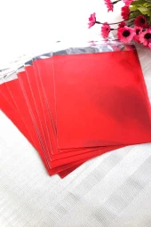 Kırmızı Janjanlı 10 Adet Hediye Paketi - Yapışkanlı - 12 x 17 cm - 6
