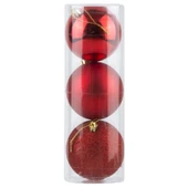 Yılbaşı Ağacı Süsleri 8 cm KIRMIZI Top Süs 3 lü Paket KIRMIZI Yeni Yıl Süsleri - 1