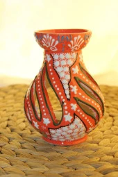 Buhardanlık Seramik El İşi Çini Motifli Buhurdanlık Oranj thumbnail 6