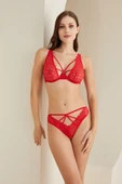 Kırmızı Göğüs Dekolteli Dantelli Sütyen Takım thumbnail 3