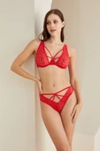 Kırmızı Göğüs Dekolteli Dantelli Sütyen Takım thumbnail 1