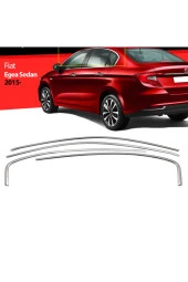Fiat Egea Sd Uyumlu Krom Cam Üst Çıtası 4 Prç. 2015-2025 Paslanmaz Çelik - 1