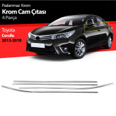 Toyota Corolla Sedan Krom Cam Çıtası 2014-2018 Paslanmaz Çelik 4 Parça thumbnail 1