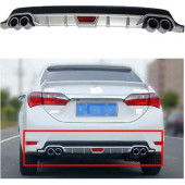 Toyota Corolla Difüzör 2015-2018  Gri Universal Plastik 4 Çıkış Egzoz Görünümlü - Gri Renk - 1
