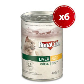 BonaCibo Soslu Ciğerli Konserve Yetişkin Kedi Maması 6 x 400 Gr - 1