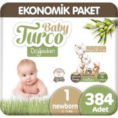 Baby Turco Doğadan 1 Numara Yenidoğan 384'lü Bebek Bezi - 1