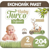 Baby Turco Doğadan 2 Numara Mini 204'lü Bebek Bezi - 1
