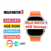 Hello Watch 3  4GB Hafıza ve Aksesuar Bağlantılı 3 Kordonlu Amoled Ekran Watch 8 Ultra Max Akıllı Saat - 1